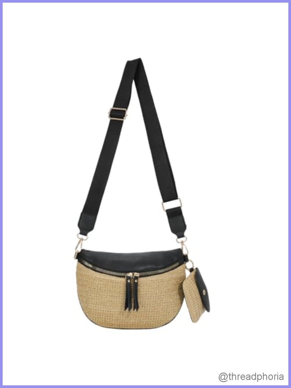 Straw PU Leather Crossbody Sling Bag Bum Bag Summer Beach Handbags Wallets